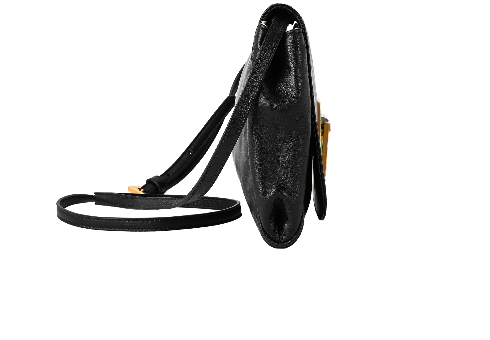 FF Flap, &pound;595, Handbags, Black, Leather, Side view